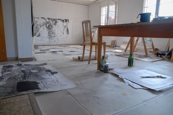 Atelierimpressionen aus Jens des Schweizer Kunstmalers Willi Müller