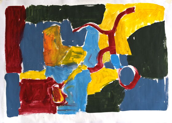 Velöli, 2024, Öl auf Papier, 65x90