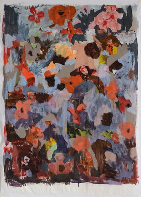 blumen, 2021, oel auf papier, 100x70