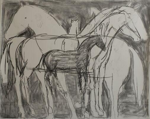 Pferde, 2013, Kohle auf Papier, 148x170
