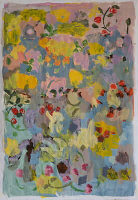 blumen, 2021, oel auf papier, 100x70