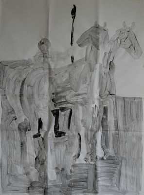 apokalyptischer Reiter, 2015, Gouache auf Papier, 200x140